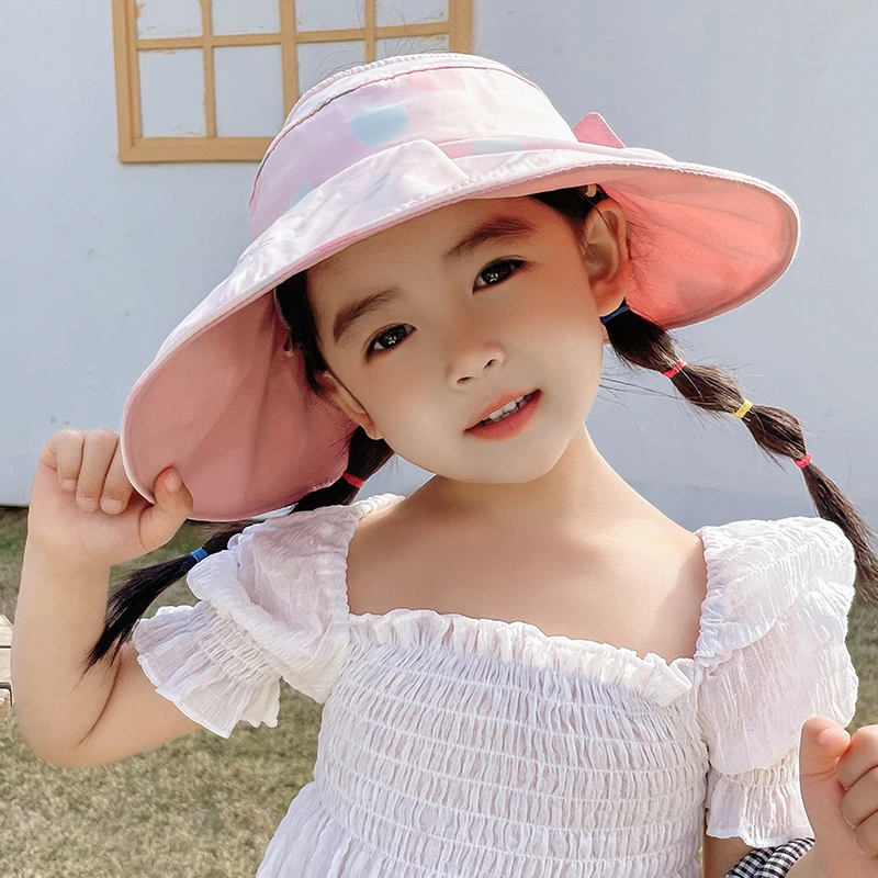 儿童遮阳帽防晒防紫外线女童夏天大帽檐时尚可爱空顶帽2022新款潮