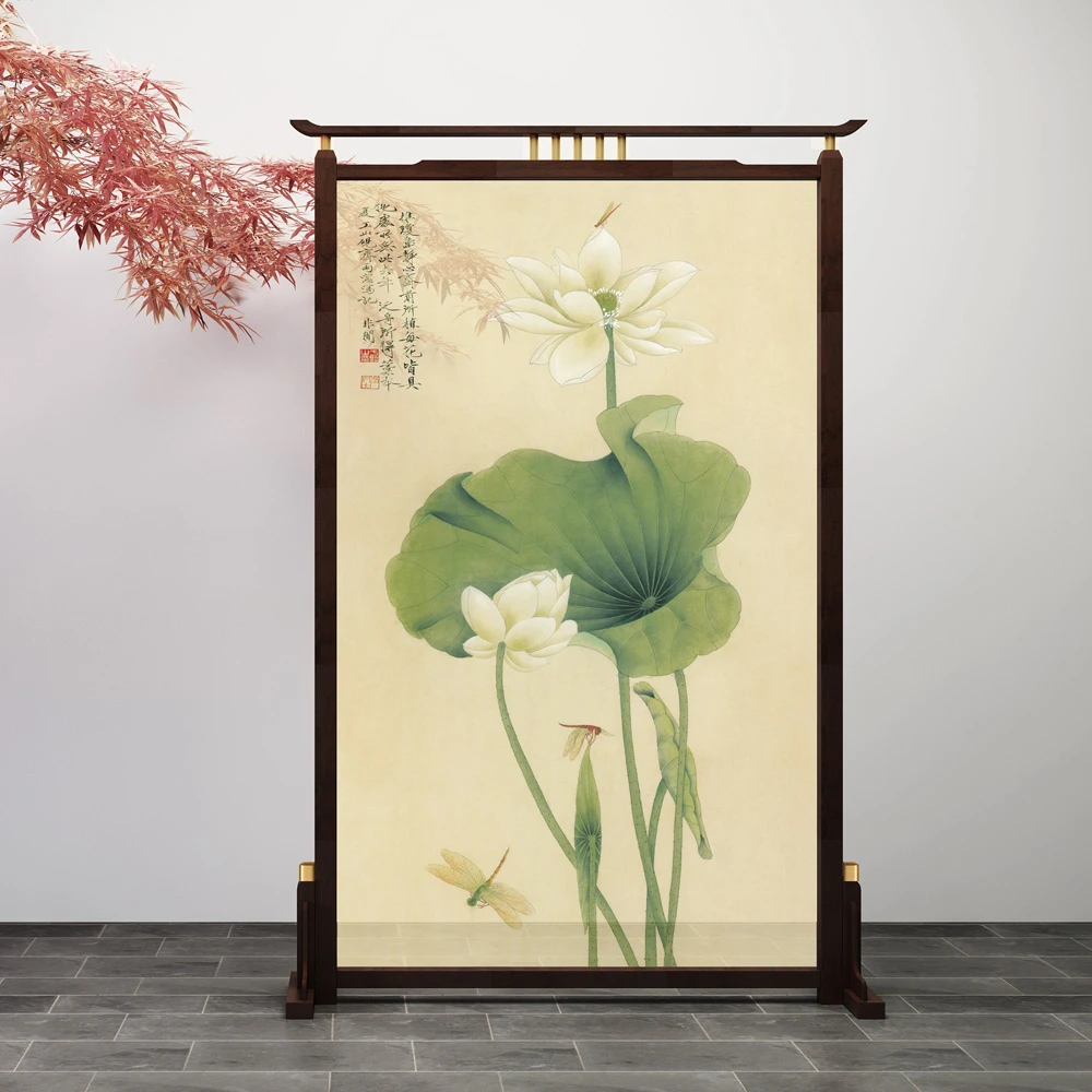 墨兰工坊原木屏风轻奢中式简约客厅玄关家用新中式隔断移动可定制