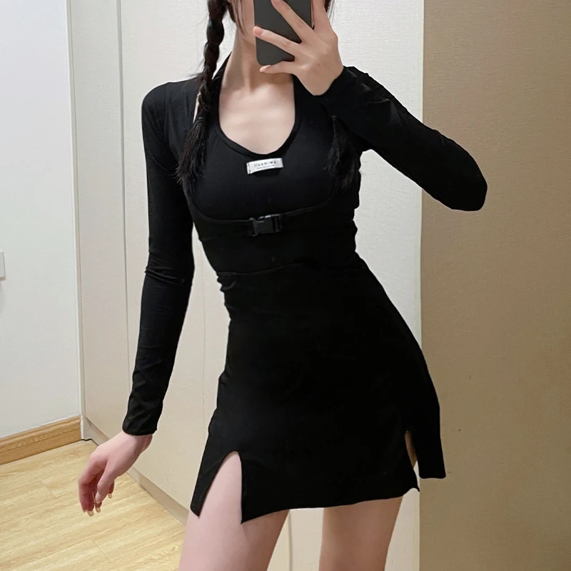 黑色长袖显瘦保守韩国ins三件套小胸聚拢平角泳衣女夏