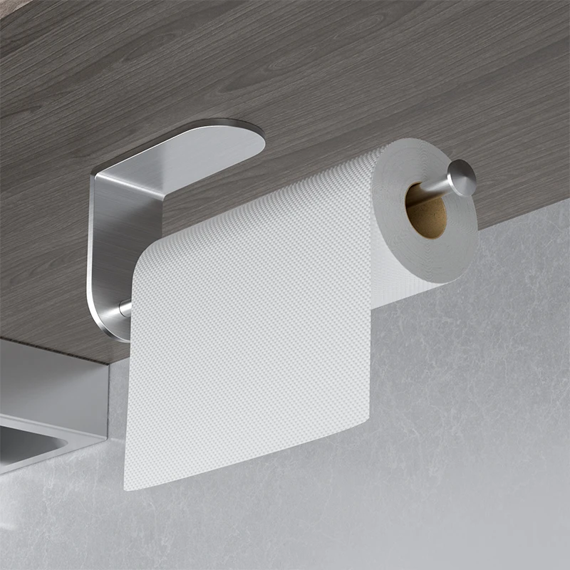 百字免打孔厨房纸巾架304不锈钢卷纸架保鲜膜保鲜袋架子厨房收纳