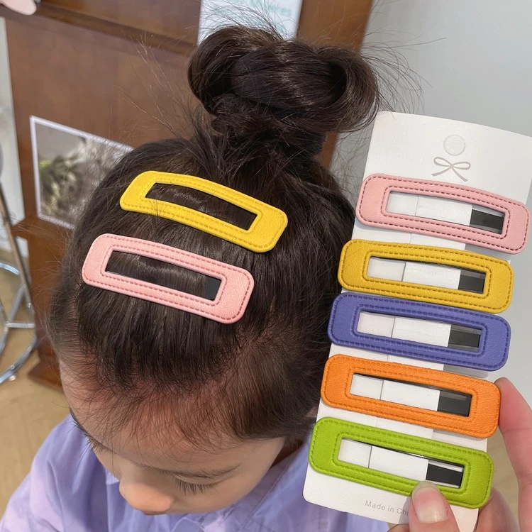甜美可爱5件套儿童皮质春夏简约刘海BB夹女童侧边碎发夹子头饰
