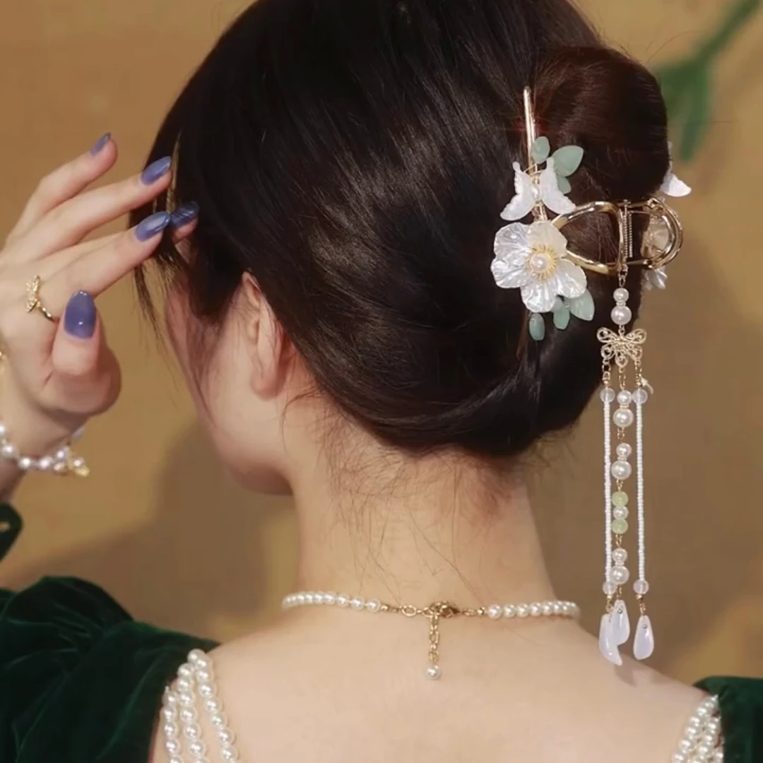 后脑勺抓夹复古流苏发夹女古风汉服头饰