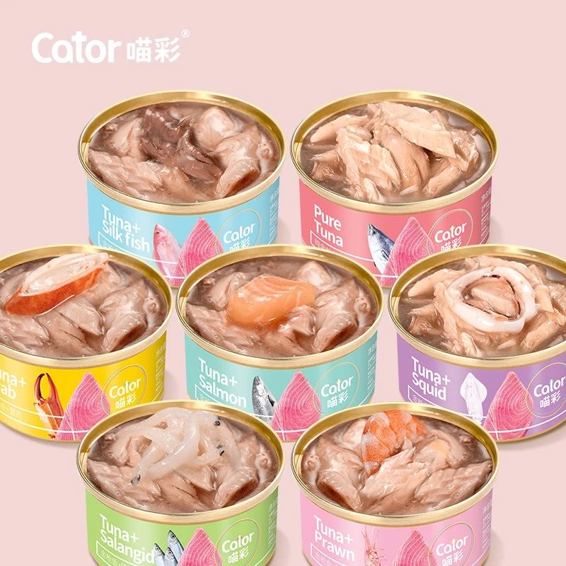 Cator喵彩七日罐金枪鱼鸡肉猫罐头80g发7罐