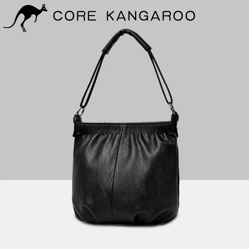 品牌软皮女斜挎包2025新款时尚简约女士大容量妈妈水桶包手提女包