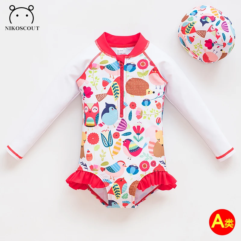 泳衣儿童女宝宝2-3岁5婴儿2025年新款长袖速干连体防晒可爱游泳衣