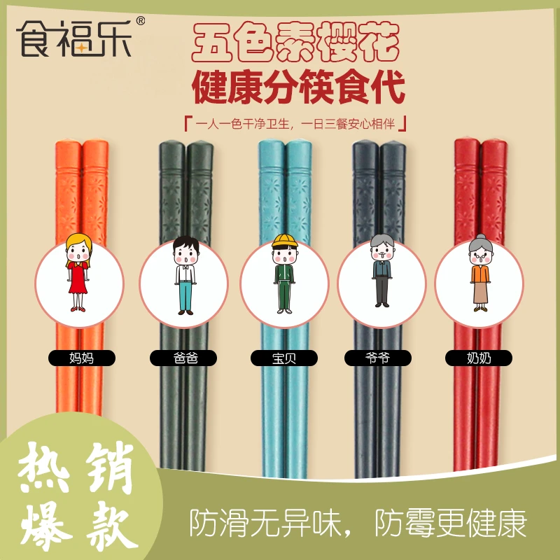 【居居】 一人一筷家庭分餐筷  防潮防滑耐高温合金筷子