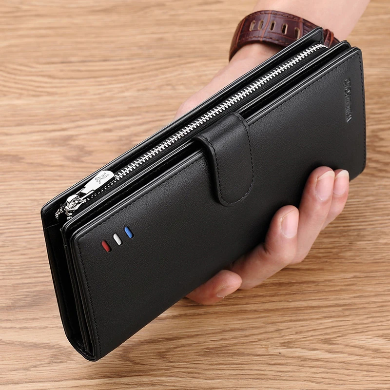 英皇保罗钱包男长款拉链真皮商务钱夹牛皮青年手拿包2022新款钱包