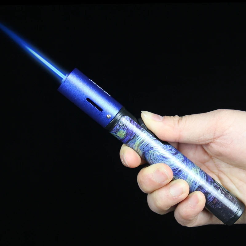 充气打火机笔式防风直冲喷枪焊枪点火器长剑艾灸雪茄蓝火焰长条潮