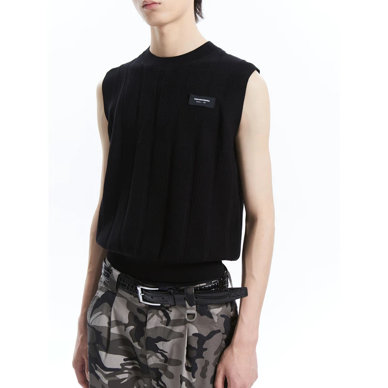 TERRAINCOGNITA/未知领域夏季针织透气无袖中性圆领背心简约透气