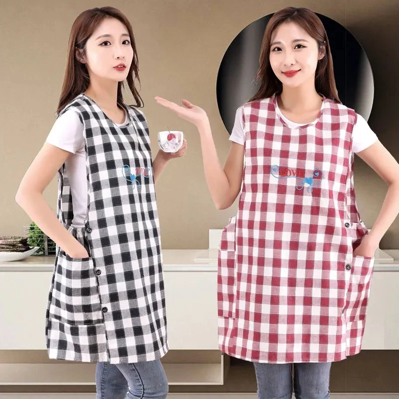 新款韩版坎肩围裙家用网红可爱上班耐脏工作服洋气纯棉