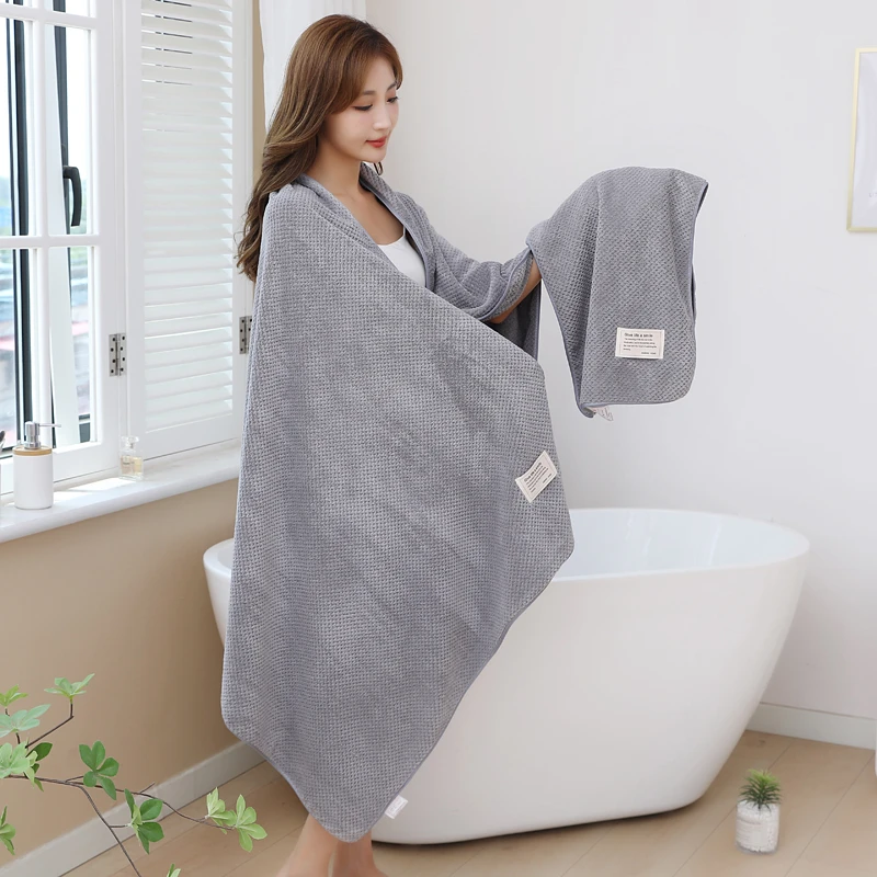 加大加长菠萝格浴巾加厚柔软亲肤珊瑚绒洗澡速干毛巾比纯棉吸水