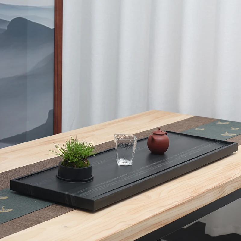 达庐皇庭玉石茶盘乌金石家用简约现代整块石头办公茶台大小号茶具