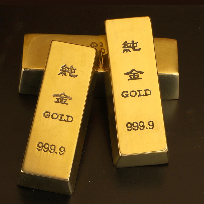 【铜升铜器】铜条工艺品摆件招财仿真金砖镇纸铜摆件饰品2024铜金条