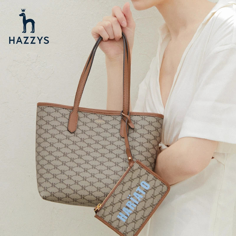 Hazzys哈吉斯新款女士小容量托特包袋简约大气单肩时尚拎包肩包