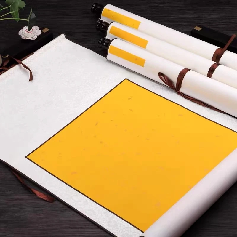 宣纸书法空白全陵手工精裱佛黄中堂竖轴挂轴