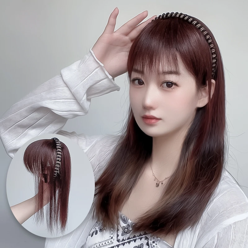 新款刘海一体式直发发箍时尚减龄前后遮白发潮流补发片假发