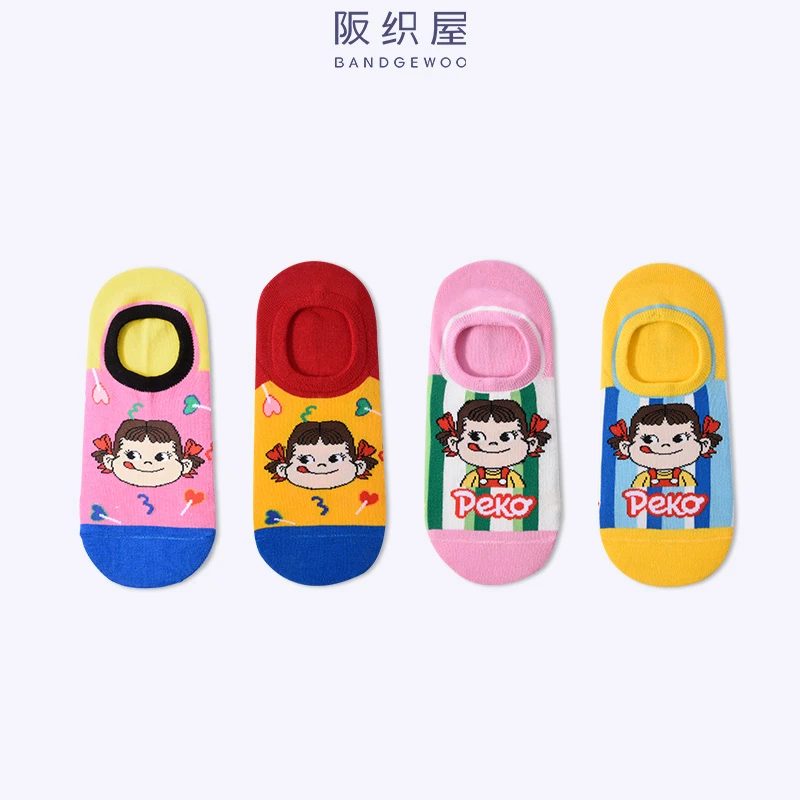 【4双装】阪织屋3-12岁女宝宝儿童船袜不二家长绒棉春夏薄款可爱