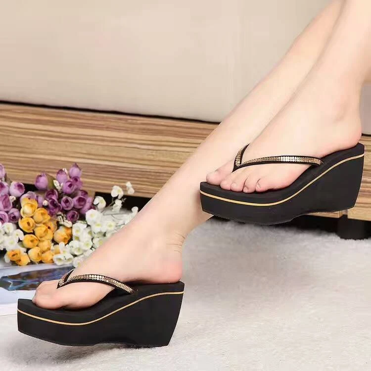 越南平仙品牌高跟坡跟靓丽增高人字拖时尚潮流街头经典款式凉拖鞋