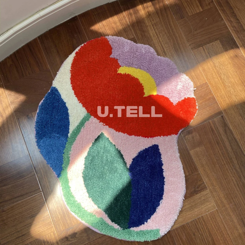 U.TELL有条/原创花朵地毯北欧卧室衣帽间儿童房异形床边垫ins风
