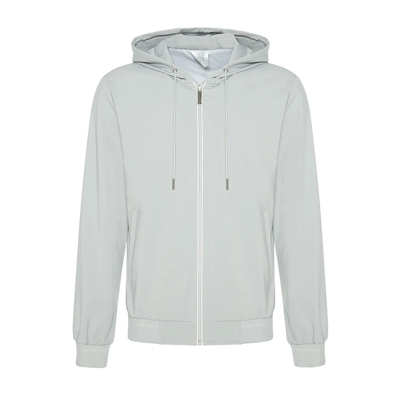 RARE意大利威雅男装纯色经典简约连帽绣花装饰运动休闲外套