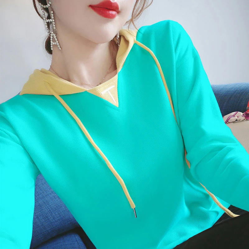连帽卫衣女2024新款韩版春秋季洋气针织衫毛衣打底衫气质长袖上衣