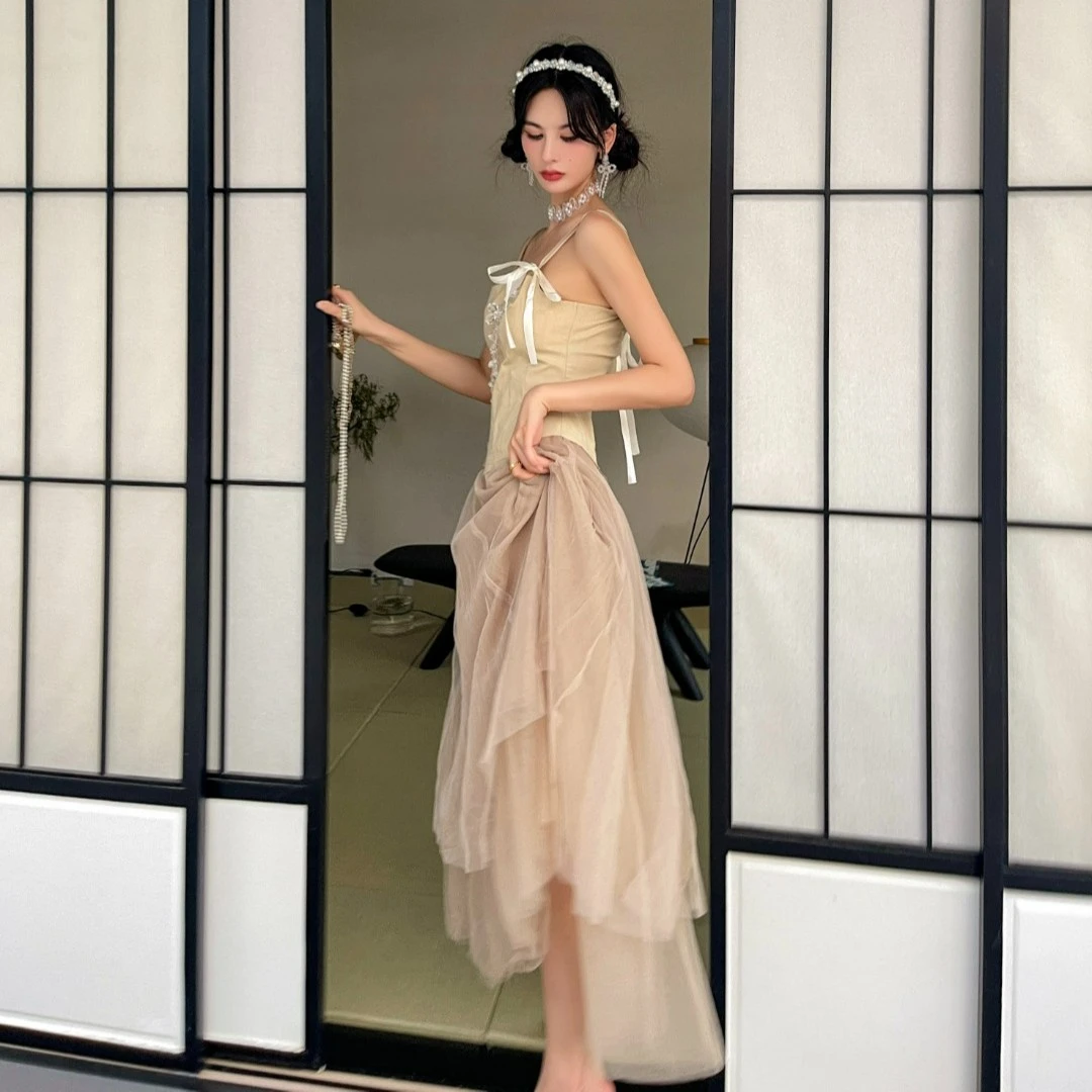 Cloud season氛围感吊带拼接纱裙CQZ21174