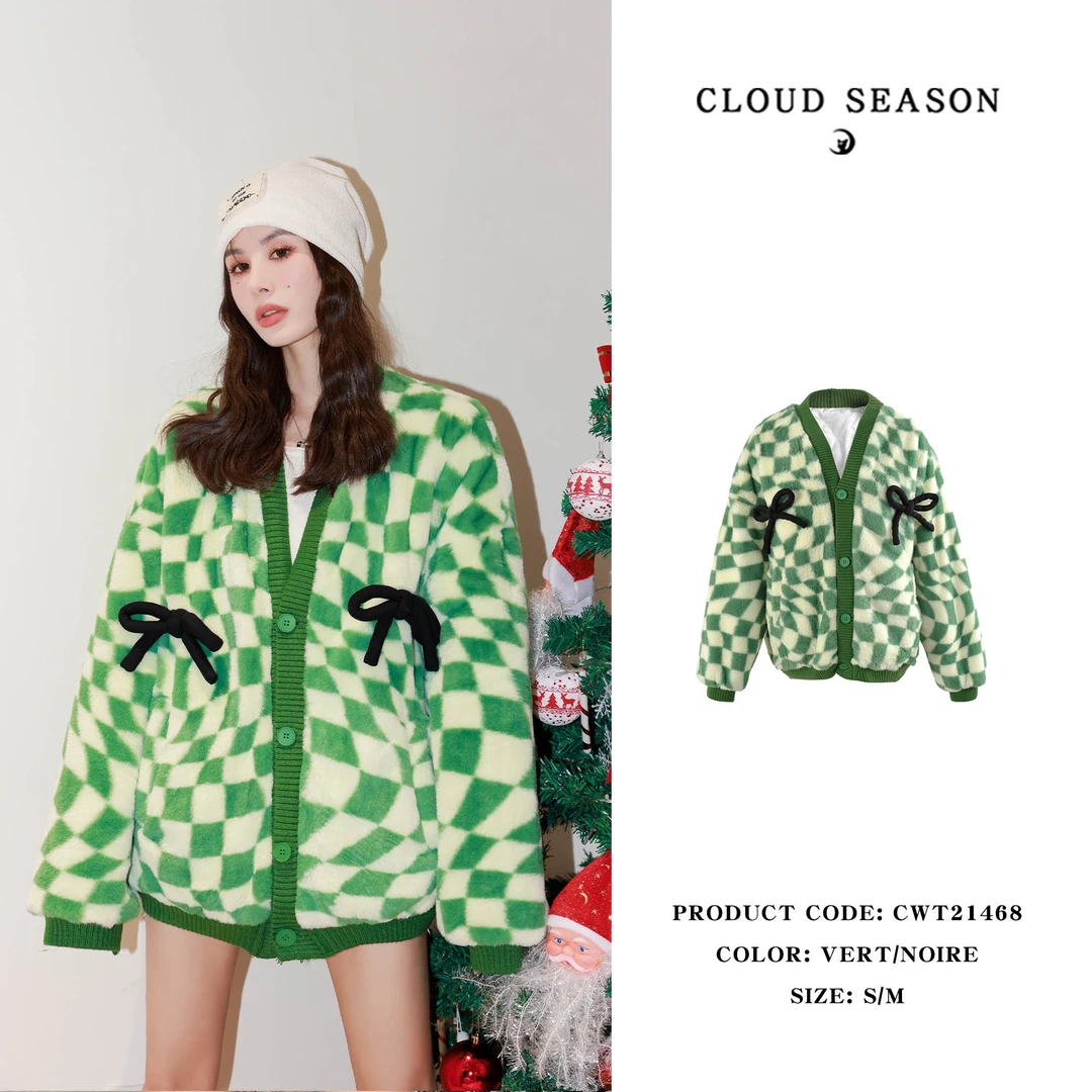 Cloud season不规则棋盘格外套  CWT21468