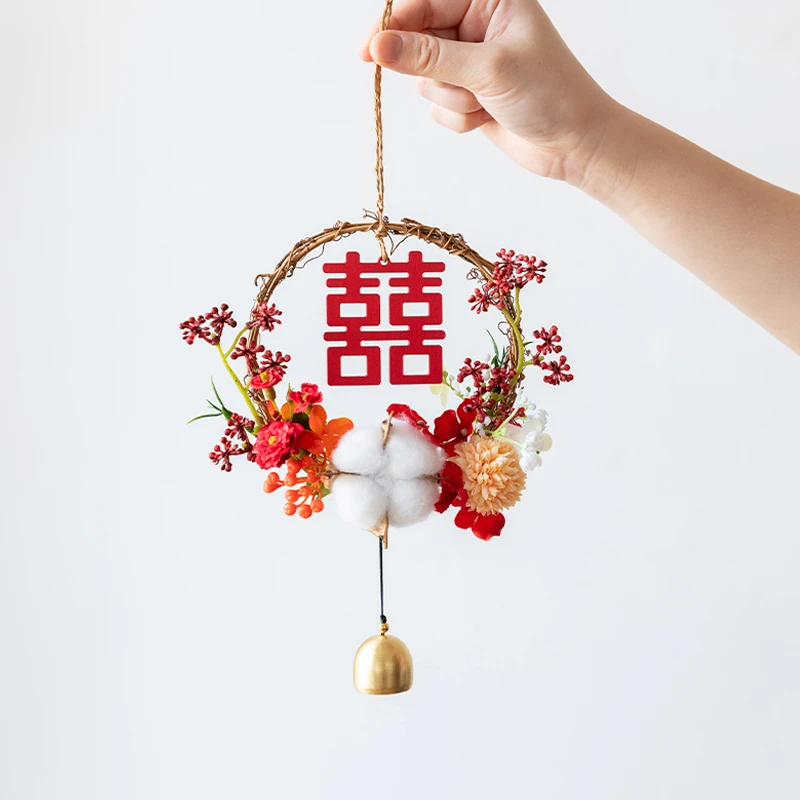 阿楹 ins客厅卧室床头结婚门挂电视背景墙备婚装饰花高级婚房布置