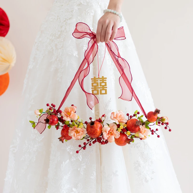 阿楹 ins高级创意喜字浪漫网红婚房布置花卧室新房门装饰墙面挂件