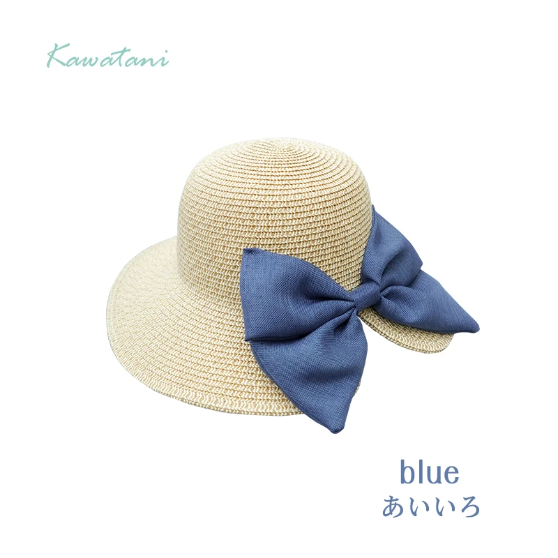 日本进口KAWATANI编织防晒帽 蝴蝶结款