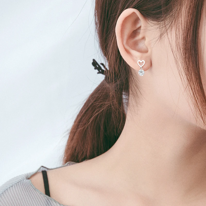 金美澳 925银合成锆石耳饰 蝴蝶结耳环气质六芒星百搭精致爱心ins