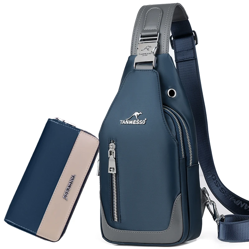 tanmesso胸包男韩版斜挎包休闲牛津布小包背包单肩男包胸前包潮