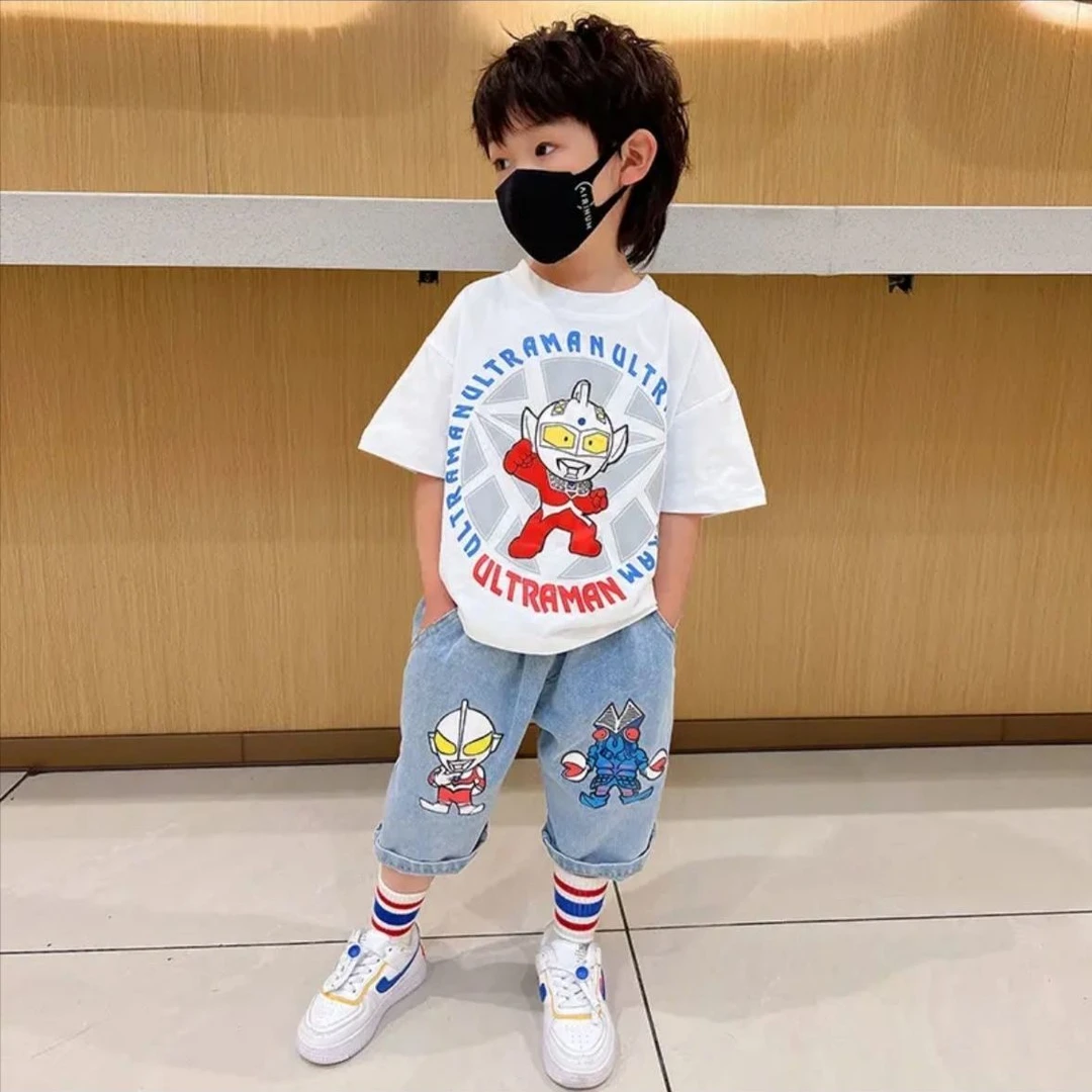 奥特曼男童男宝夏装潮款套装新款洋气宝宝衣服夏季短袖帅气两件套