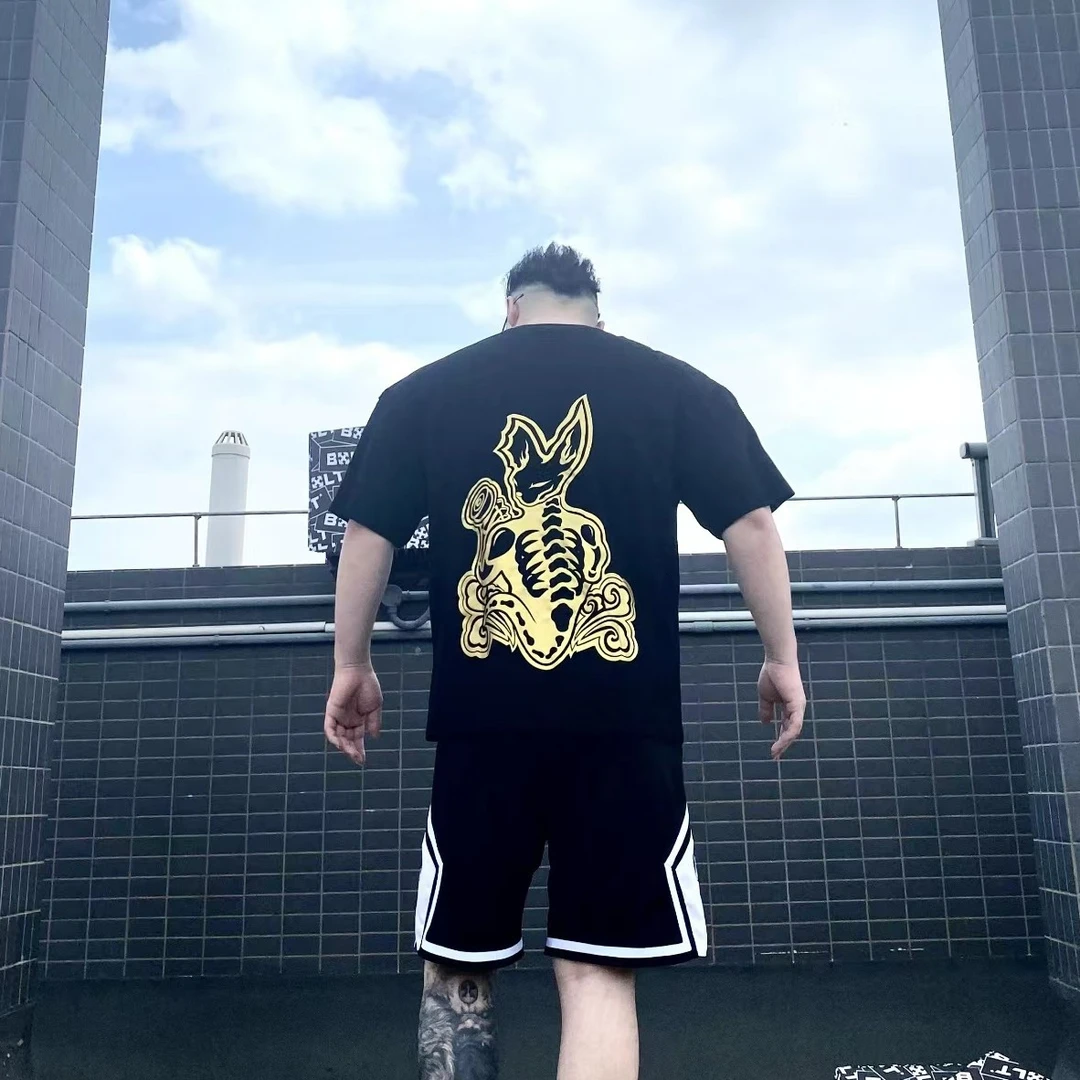 BXLT必须撸铁JANE联名破坏神比鲁斯落肩半袖男女同款宽松夏季休闲