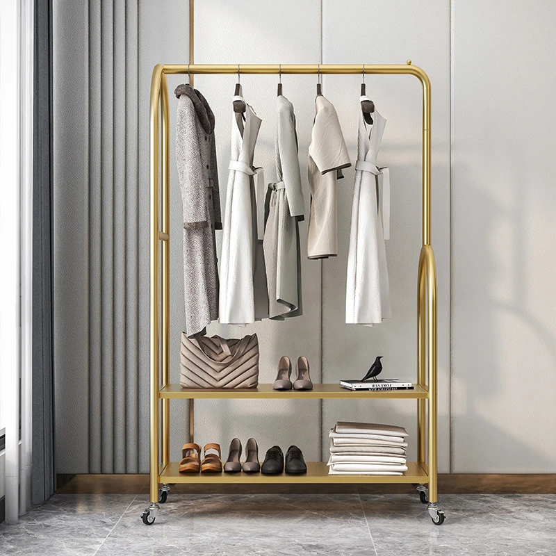 新款加粗加固金色轻奢衣帽架服装展示架多功能一体收纳挂晒衣服架