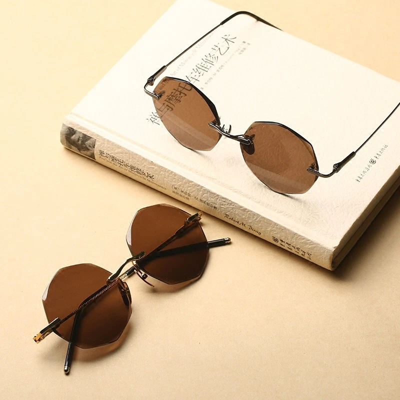 天然水晶石头眼镜男女款如意八角款时尚潮流无框水晶墨镜养眼润眼