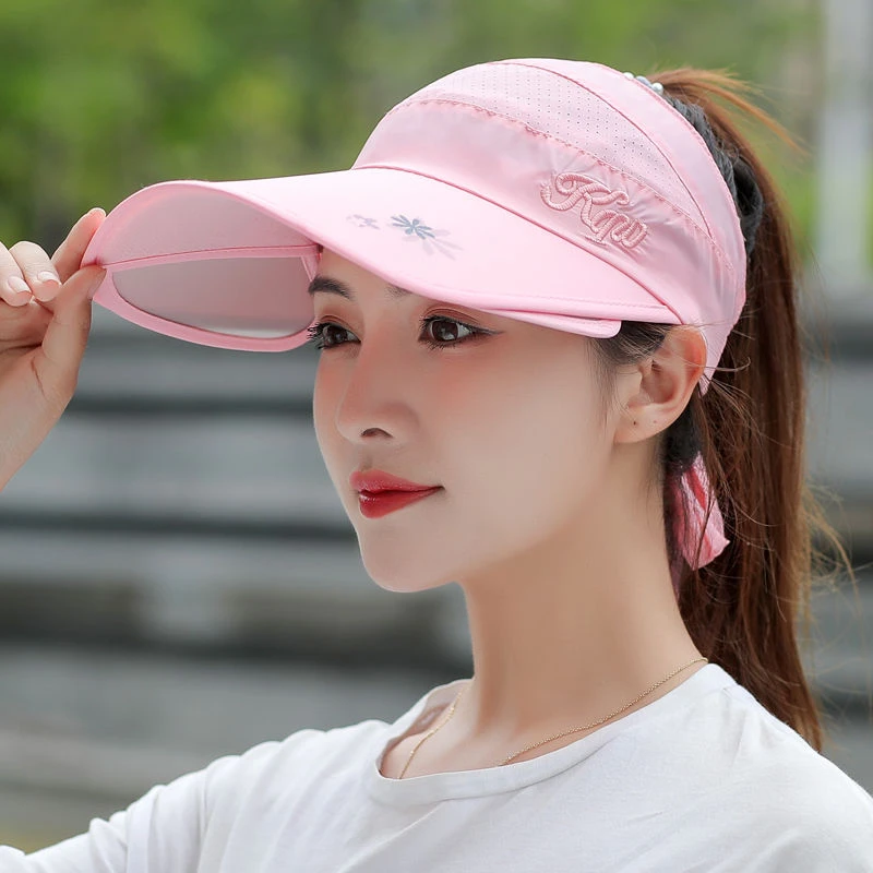 遮阳帽子女夏天空顶防晒帽防紫外线百搭遮脸骑电瓶车大沿太阳帽女