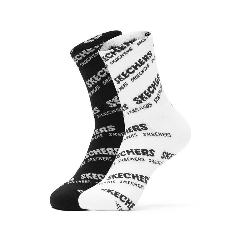 Skechers斯凯奇L320M141时尚撞色LOGO休闲运动袜中筒袜