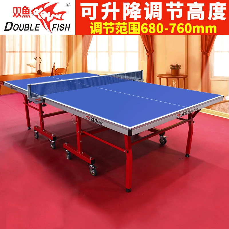 DOUBLE FISH/双鱼室内乒乓球桌可升降折叠移动训练耐磨603