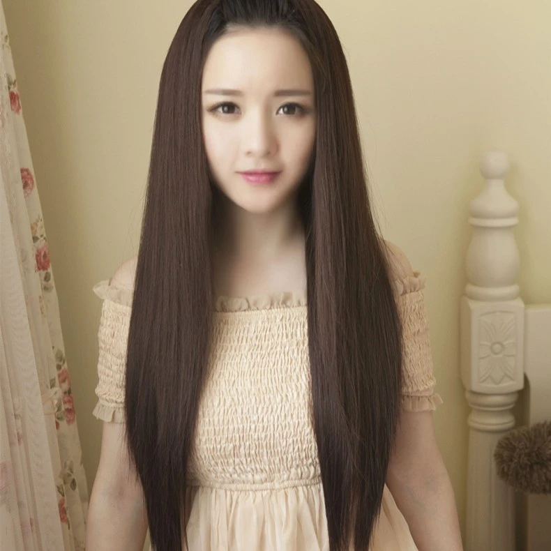 拓森假发女气质长直发可爱长发半头套假发直发自然无刘海假发套
