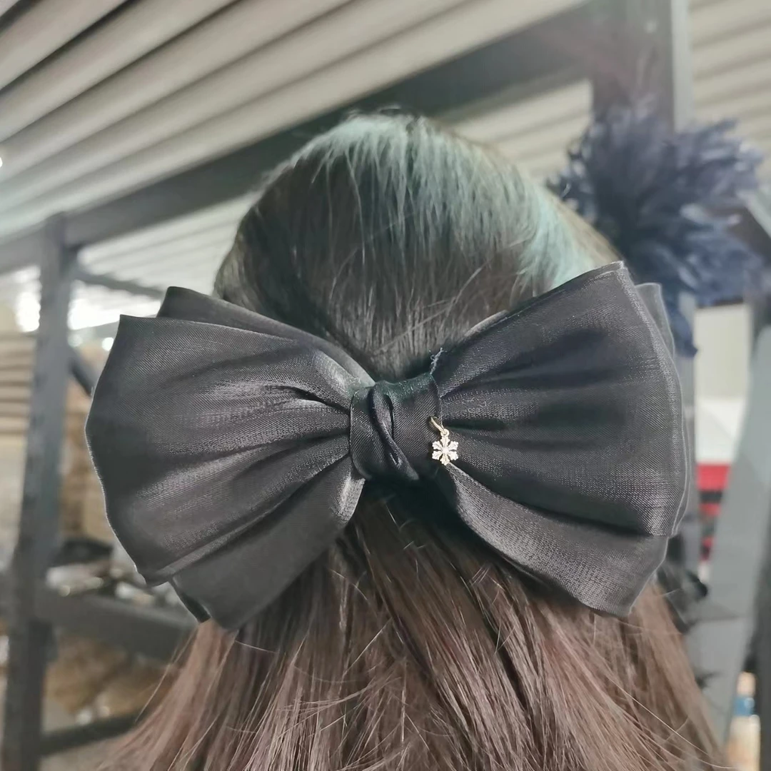 优雅款黑色蝴蝶结发夹弹簧夹 我我2070