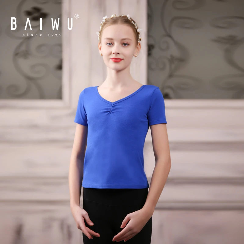 柏屋儿童舞蹈服上衣女成人芭蕾舞练功服基训紧身短袖T恤122220003