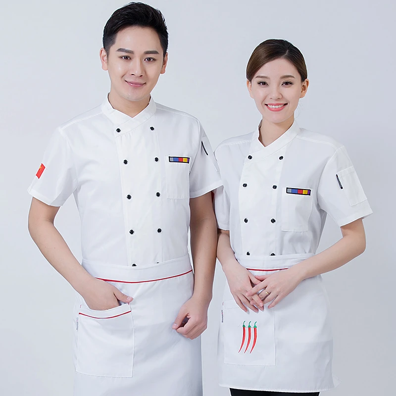 厨师工作服男短袖后厨酒店服务员工装定制食堂工作服餐饮店烘焙服