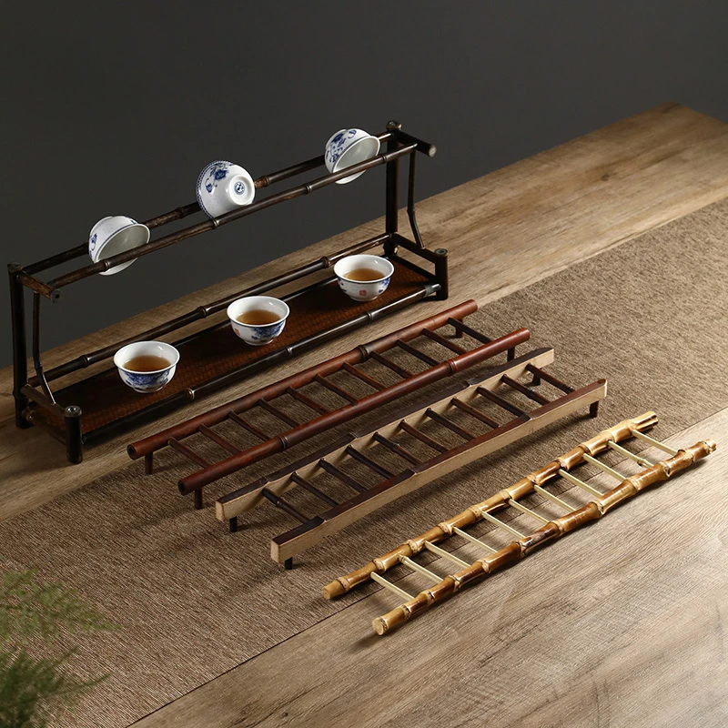 竹制晾杯架竹鞭小梯子财富节节高竹鞭把玩具晾杯创意摆件步步高升