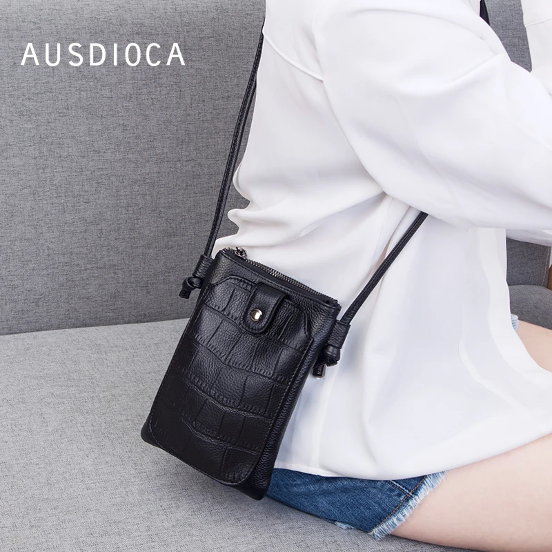 澳迪佳手机包女斜挎包小包包女2025新款真皮迷你鳄鱼纹单肩手机袋