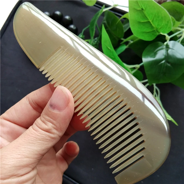 角艺轩正品天然白水牛角梳子 防静电防脱发免热压小号真梳 可刻字