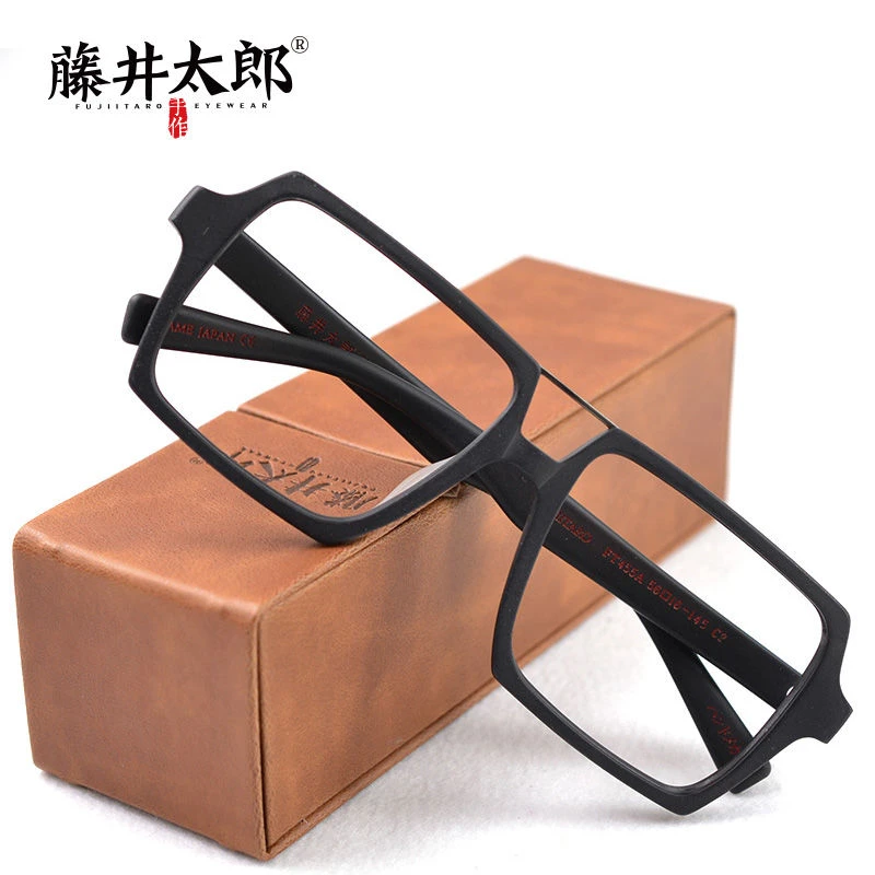 藤阱太郎 手工大方框眼镜框 大脸木质方形装饰眼镜架近视男女大框