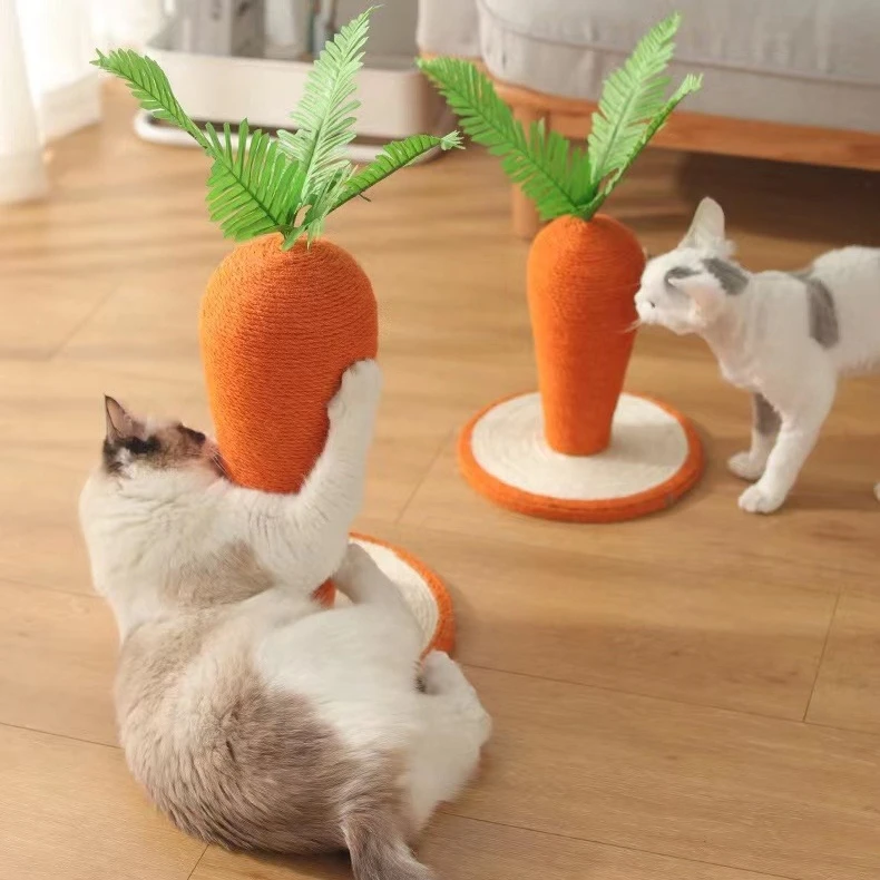 剑麻猫抓板不掉屑耐用爪磨胡萝卜耐咬猫抓柱耐抓两用稳固耐磨加厚