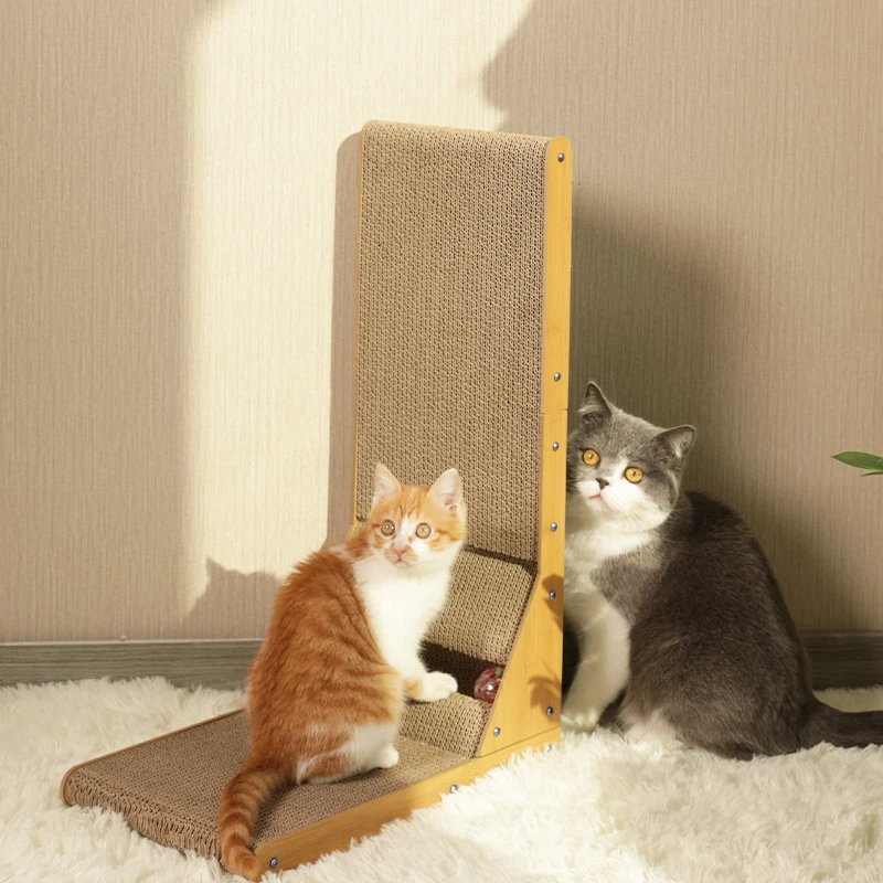 立式猫抓板l型猫抓板 瓦楞纸铃铛猫薄荷磨爪耐抓宠物用品猫猫玩具