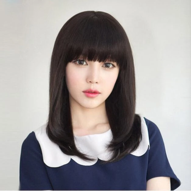 全真发时尚锁骨短发女士假发中长直发波波发真人假头发套真人头发
